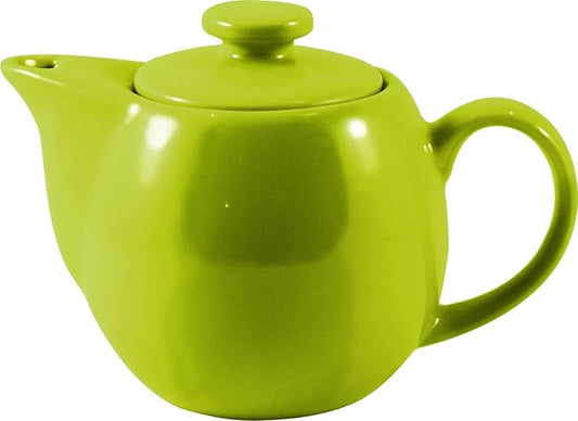 OmniWare 14 Oz Stoneware Teapot with Stainless Steel Mesh Infuser (Citron) - Microwave & Dishwasher Safe, Removable Infuser, Retro-Style Kitchenware Ideal for Loose Tea Brewing