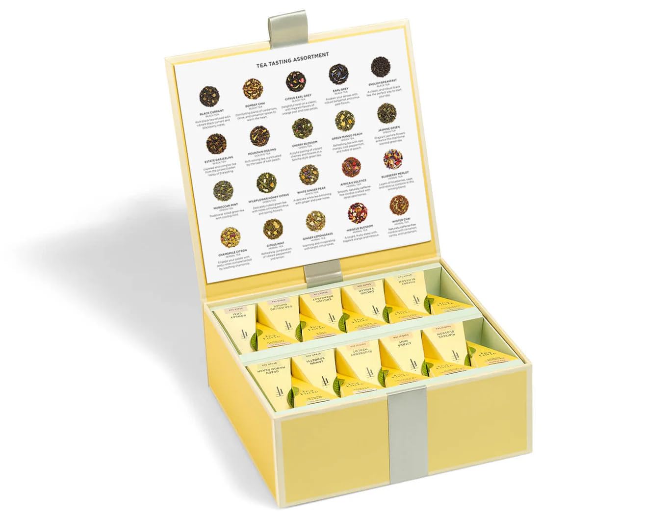Tea Forte Tea Sampler, 40 Pyramid Infuser Bags, Premium Tea Gift Set | Assorted Tea Chest Presentation Box, 2 of Each, Individually Wrapped, Giftable Presentation Box for Tea Lovers