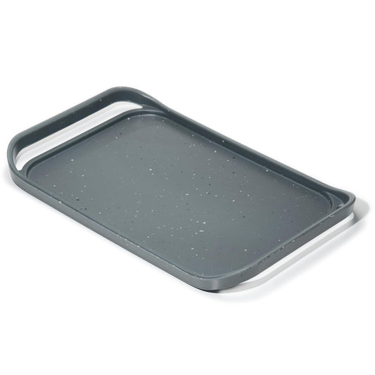 LINE+ARC Waterproof, Easy-to-Clean, 18"x12" Serving Tray Extra Large Handles (Slate) 100% Food-Grade Melamine for Breakfast, Dinner, Bed, Tea, Crafts