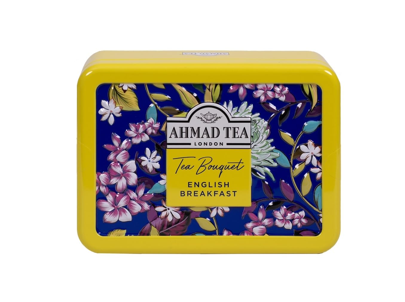 Ahmad Tea Floral Tea Tin Gift, Yellow Caddy, English Breakfast, 10 Tea Bags