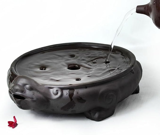 Tea Tray Saucer Mat Zisha Kungfu Tea Pixiu Saving Water Fortune Decorations Fengshui Good Luck Wealth (M)