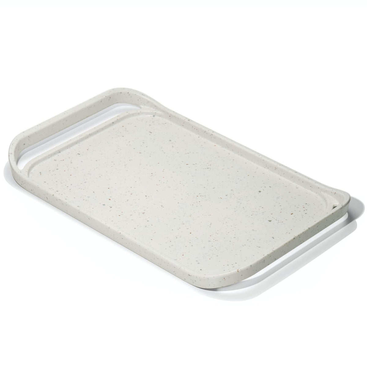 LINE+ARC Waterproof, Easy-to-Clean, 18"x12" Serving Tray Extra Large Handles (Bone) 100% Food-Grade Melamine for Breakfast, Dinner, Bed, Tea, Crafts