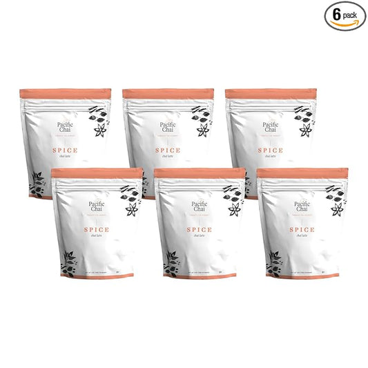 Pacific Chai Spice Chai Latte Powder Mix, Instant Hot, Iced or Blended Chai Tea Latte, 3 lb (Pack of 6)
