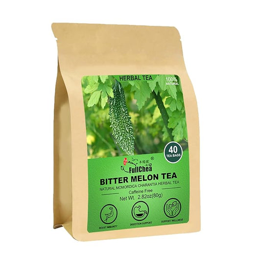 FullChea - Bitter Melon Tea, 2g X 40 Count - Premium Natural Dried Momordica Charantia - Cut & Sifted - Non-GMO - Caffeine-free