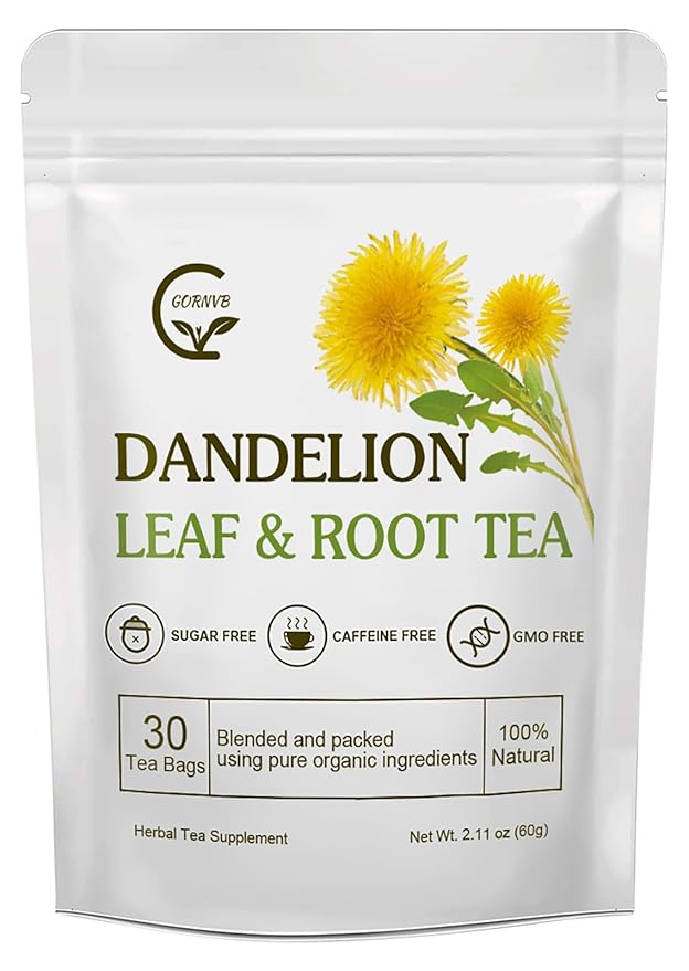 Organic Dandelion Leaf & Root Tea, Supports Kidney Function and Healthy Digestion, Caffeine Free, 30 Tea Bags