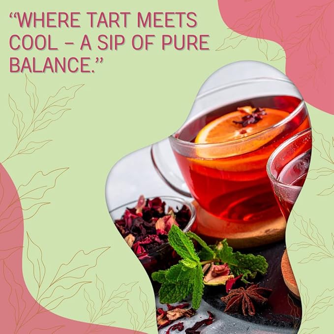 Hibiscus Mint Herbal Tea – 30 Tea Bags – Caffeine-Free, Antioxidant-Rich Botanical Blend for Wellness & Daily Comfort – Refreshing Herbal Infusion