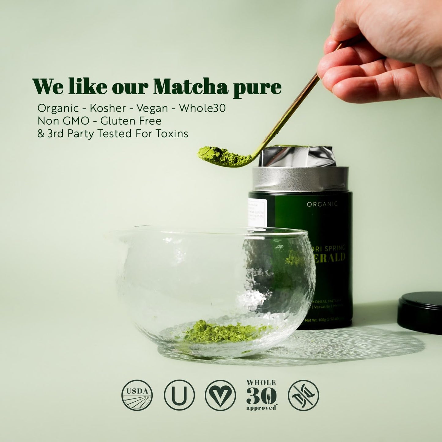 Midori Spring Emerald - Organic Ceremonial Matcha - Authentic Japanese, Organic, Kosher, Vegan 50g Bag