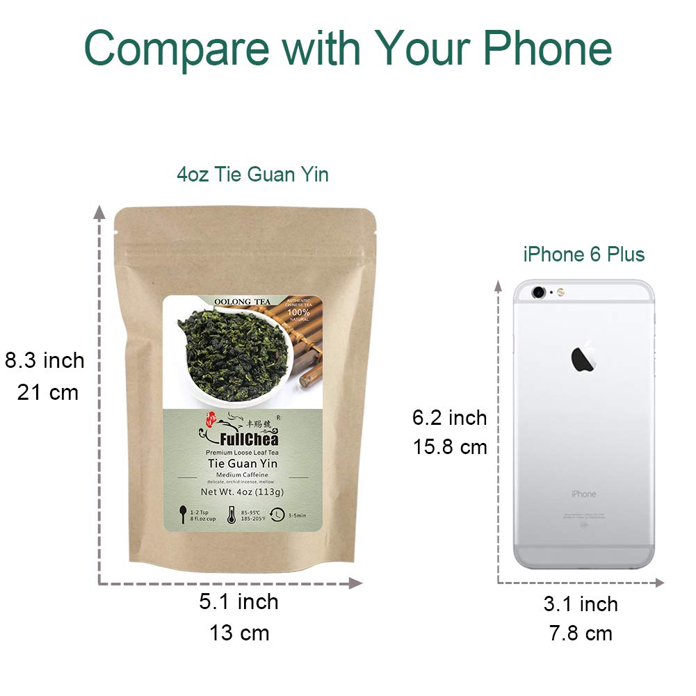 FullChea - Anxi Tieguanyin Tea - Best Oolong Tea Loose Leaf - Tie Guan Yin Tea - Iron Goddess of Mercy with Orchid Aroma - Deliciously Smooth Taste - 4oz / 113g