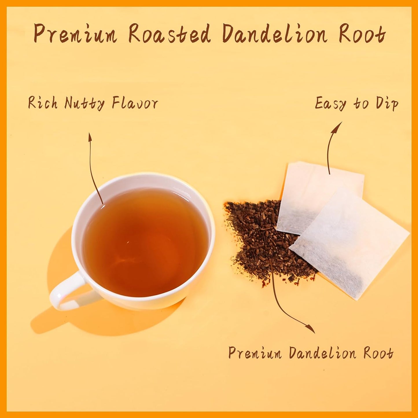 Jarteela - Roasted Dandelion Root Tea, 50 Count, Dried Dandelion Tea | 100% roasted dandelion root, caffeine-free &amp; Non-GMO. Smooth roasted flavor, perfect for hot or iced daily brewing