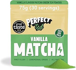 Perfect Ted Matcha Powder | Vanilla Bean Flavor 75g | Matcha Powder Ceremonial Grade | Single-Origin Uji, Japan | Matcha Green Tea Powder (30 Servings)