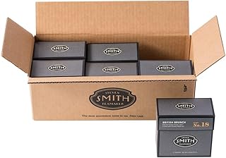 Smith Teamaker | British Brunch No. 18 - Assam, Ceylon & China Black Tea | Sugar-Free, Non-GMO, Plant Based Caffeinated Full Leaf English Breakfast Black Tea (90 Sachets, 6 Packs of 15)