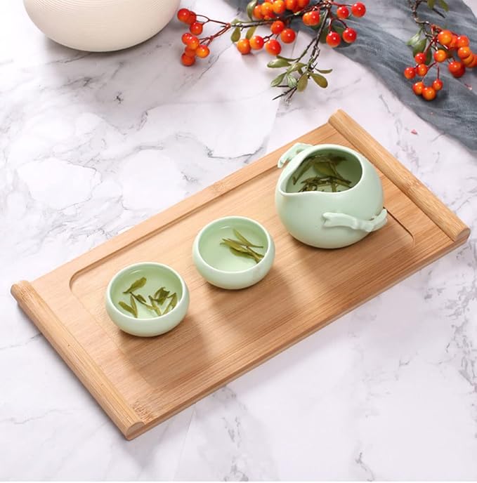 Bamboo Serving Tea Tray Book Scroll Japanese-Style Kung Fu Tea Table Rectangular Tea Accessories (M)