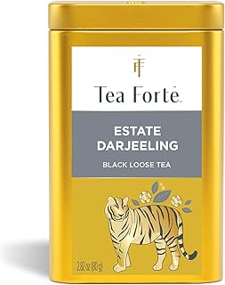 Tea Forte Estate Darjeeling Premium Loose Leaf Caffeinated Black Tea Blend Canister, Makes 35-50 Cups