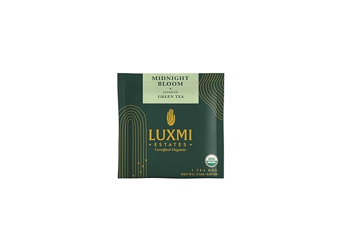 Luxmi Estates Midnight Bloom Organic Jasmine Tea (90 Tea Bags) Mildly Caffeinated Tea Bags For Relaxing, Calming, and Stress Relief, With Certified Organic Darjeeling Makaibari Green Tea