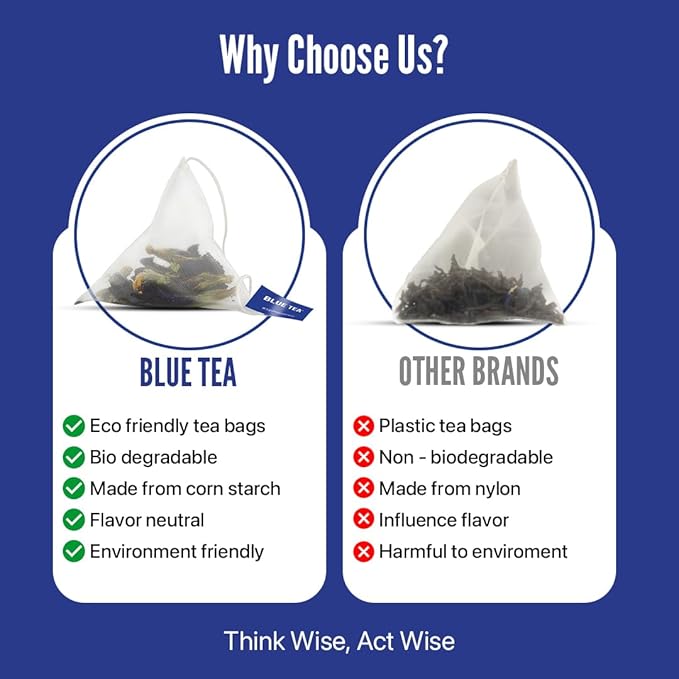 BLUE TEA - Butterfly Pea Flower Tea - 10 Count (Pack of 2) - Pyramid Plant Based Tea Bag | Black Deals Friday 2025 | ANTIOXIDANT RICH | Caffeine Free - Detox Tea - Flower Based - Herbal Tea - Non Bitter | Zipper Pack