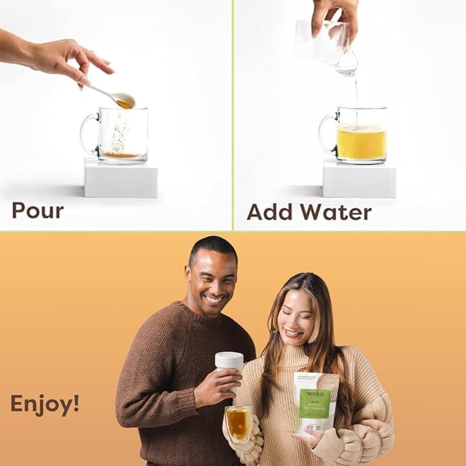 Waka Instant Green Tea Mix, Classic - 100% Tea Leaves, No Additives, Unsweetened Tea Powder for 50 Quarts or 200 Cups – Easy Quick Hot and Iced Teas (4.5oz)