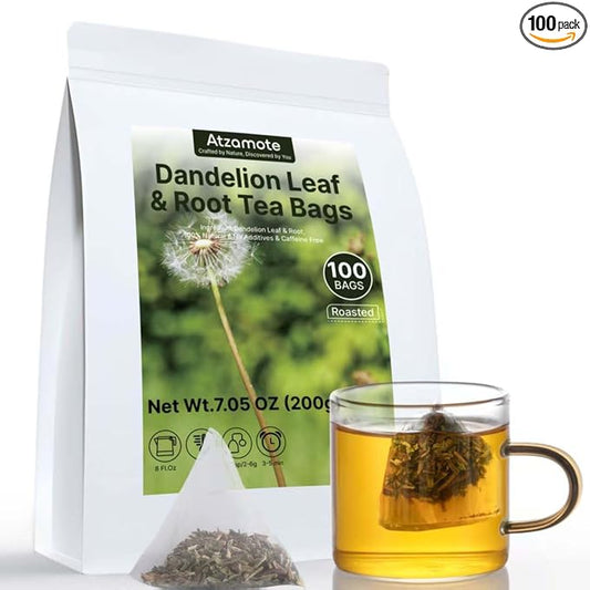 100 Count Pure Dandelion Leaf & Root Tea Bags –Liver Detox Herbal Tea,Caffeine-Free, No Additives, Roasted Dandelion Tea with an Earthy & Refreshing Flavor