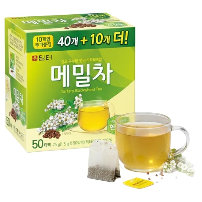 Damtuh Tartary Buckwheat Tea – Nutty & Refreshing Herbal Tea, Caffeine-Free, 50 Tea Bags (1.5g each)