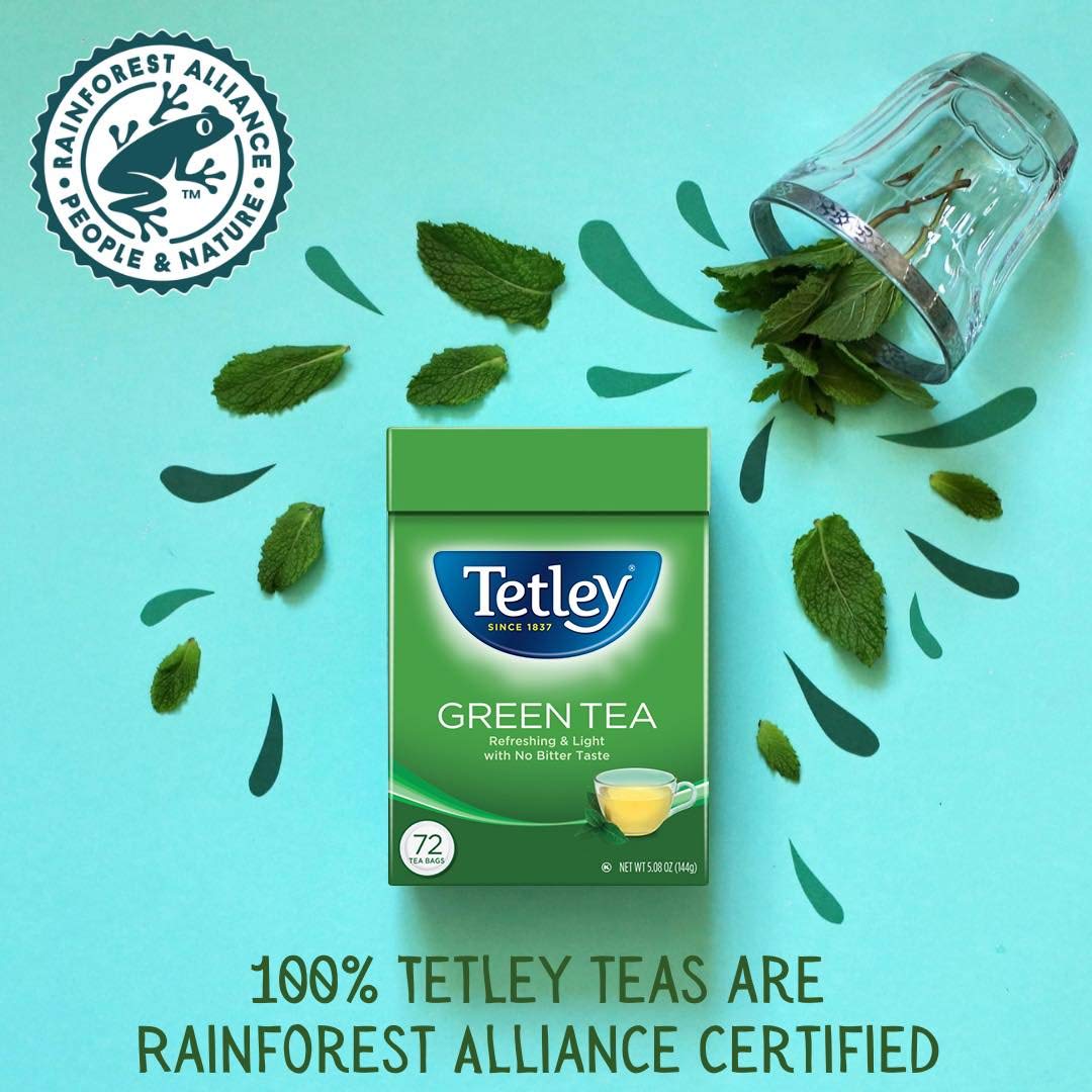 Tetley, Natural Green Tea, 72 Count (Pack of 6), Hot or Iced, Light, Refreshing Green Tea