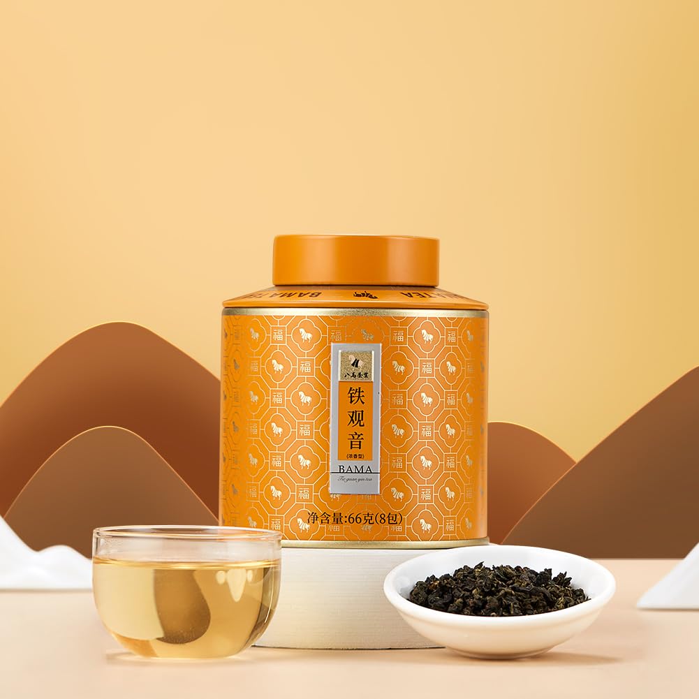 BAMATEA Tieguanyin Oolong Tea Loose Leaf 66g(2.33oz) - Chinese Iron Goddess of Mercy from Anxi,Fujian High Mountain,8 Individual Bags