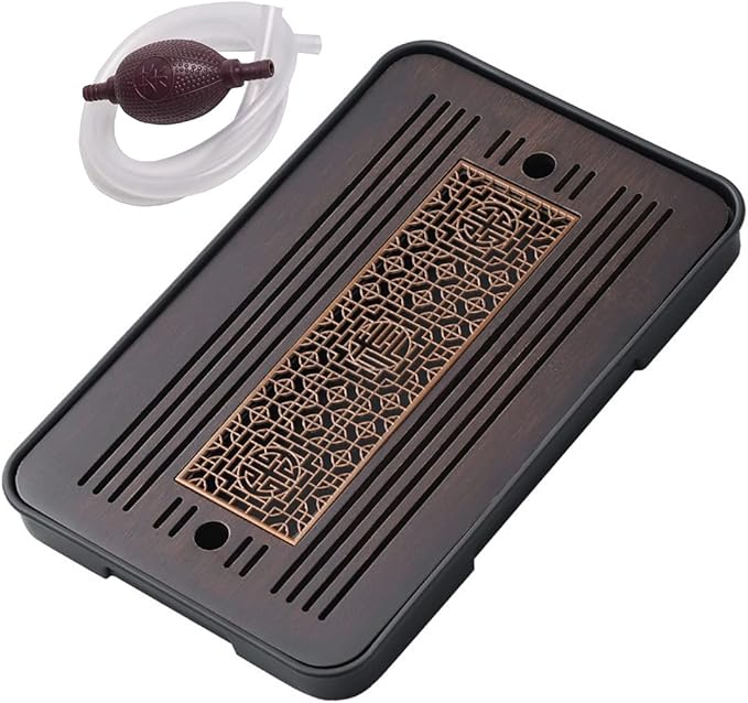Bamboo Kungfu Tea Set - 14 * 10 inch Serving Tray with Drain & Store Water for Coffee Table & Living Room