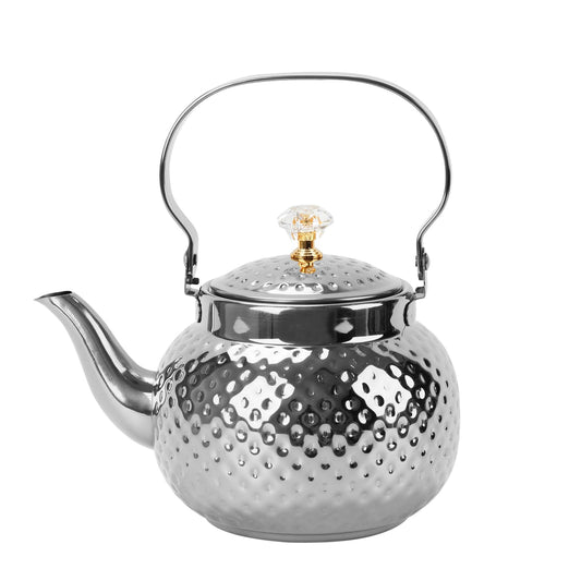 BSDLZCH 1.2L Hammered Tea Kettle Stovetop, Silver Tea Pot with Strainer for Stove