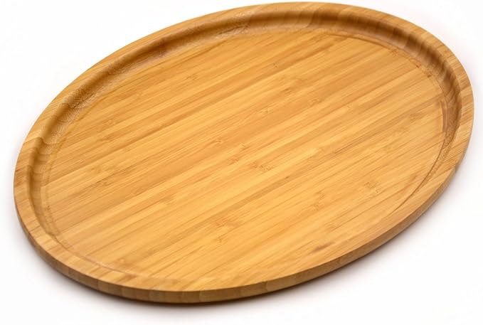 Bamber Large Size Bamboo Serving Tray, Oval, 15.5 x 11.8 x 0.8 Inches