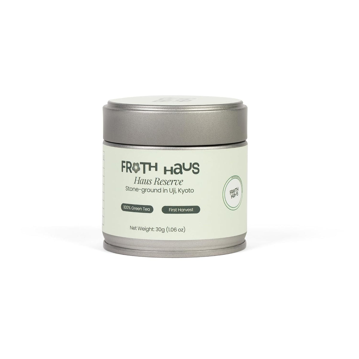 Froth Haus Premium Reserve Authentic Japanese First Harvest Ceremonial Grade Matcha Green Tea Powder, Pure Organc Grown in Uji, Kyoto