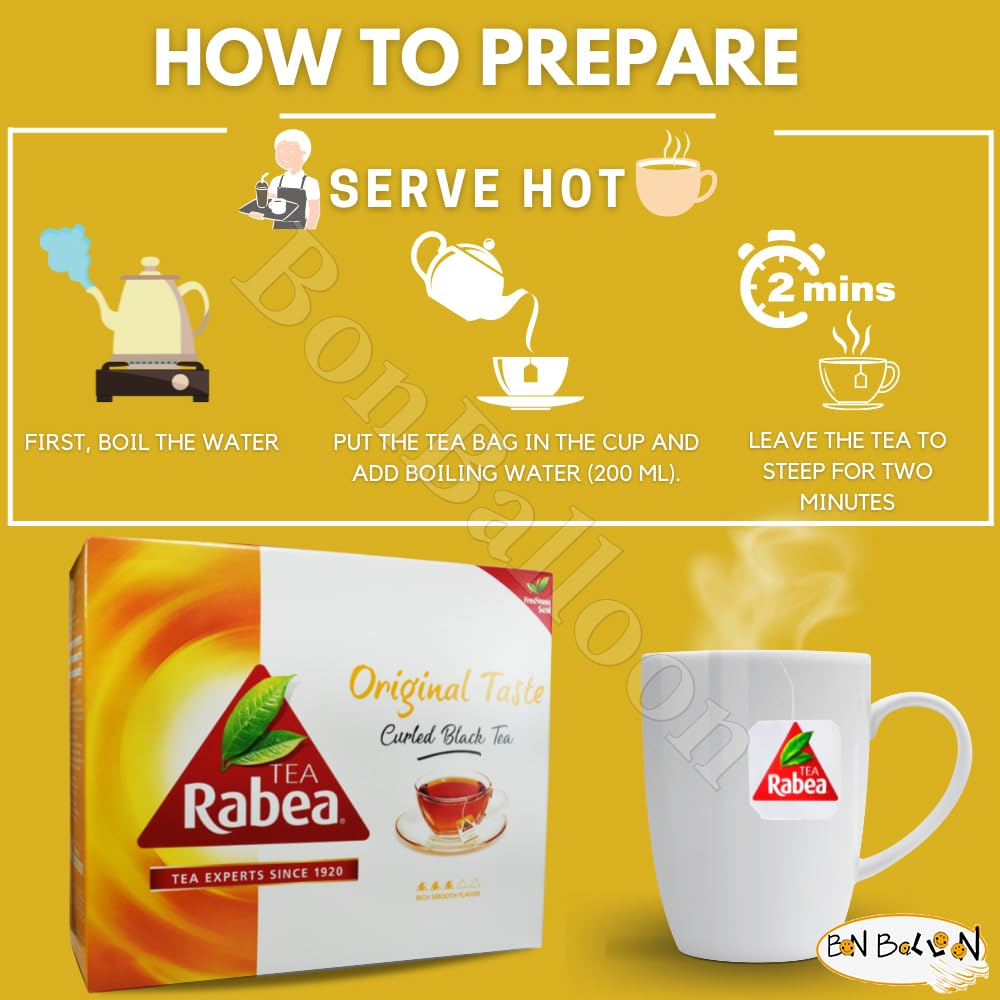 Original Taste Black Tea Rabea Bags Teas (100 Tea Bag) Kenyan Indian Pure Traditional Arabian Saudi Arabia Strong Rich Pure Oriental Natural Taste Breakfast شاى ربيع المذاق الأصلى