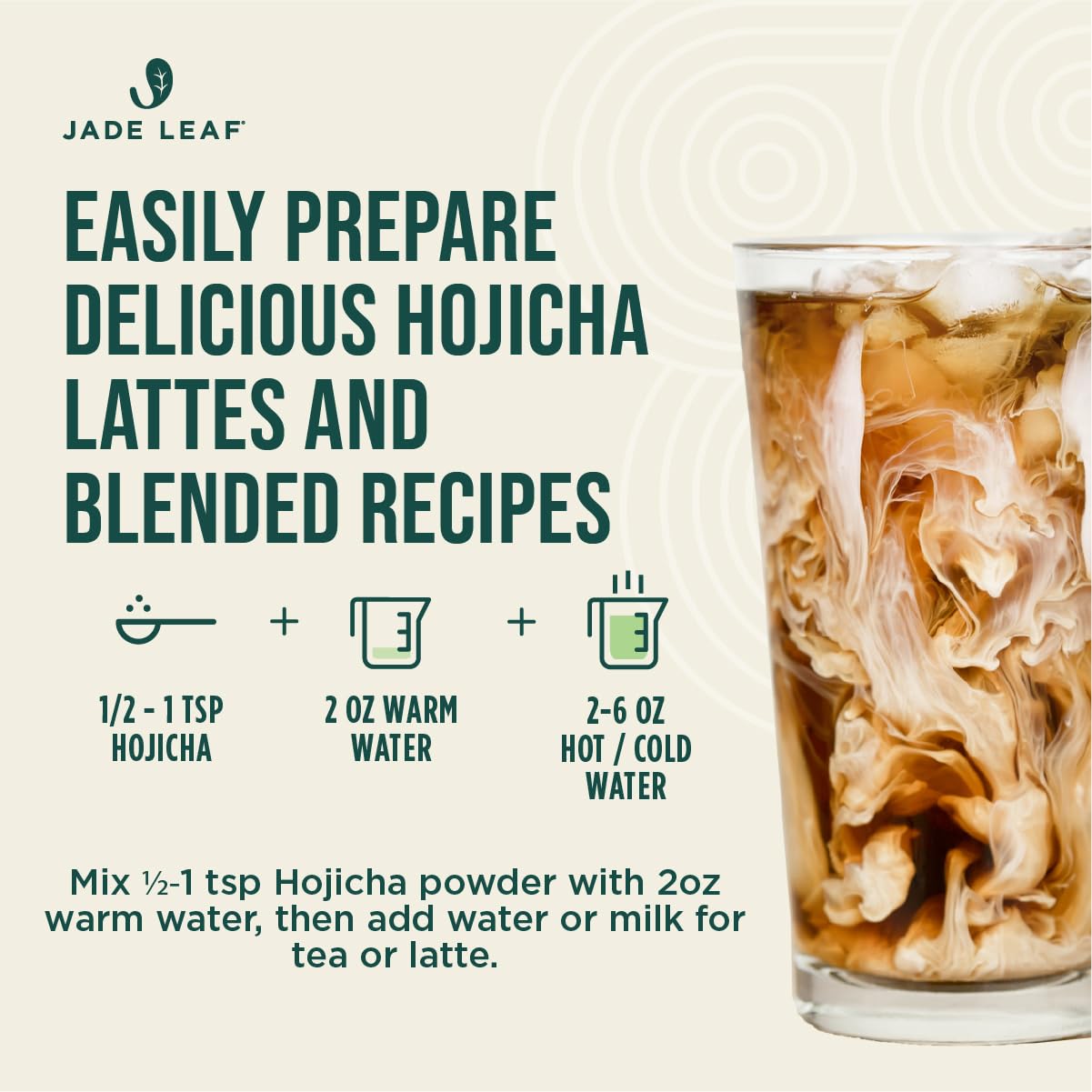 Jade Leaf Hojicha Powder, Roasted Organic Green Tea Powder, 50g / 1.76oz | Japanese Roasted Green Tea Latte Powder - Low Caffeine, Perfect for Evening Lattes - Stone Milled - 100% Product of Uji