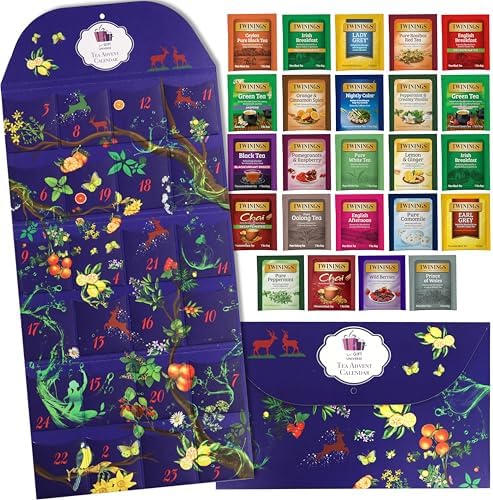 Twinings Gift Advent Calendar Box, Tea Bags Sampler Assortment Variety Pack (24 Count) 24 Different Flavours for Her Him Women Men Tea Lovers Couples Family Friends Coworkers