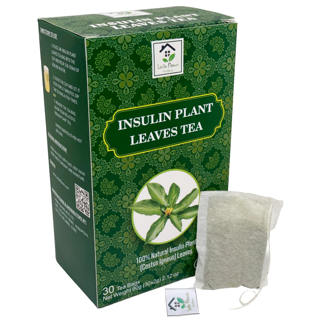 Dried Insulin Plant Leaves Tea 30 x 2g Tea Bags Natural Costus Igneus Herbal Tea - Lanka Flavors Feel Different