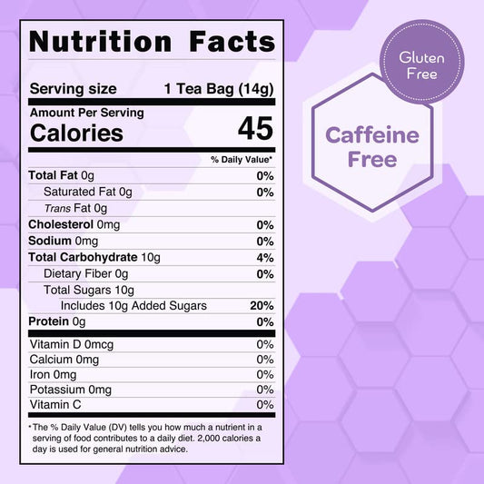 True Honey Lavender Lemonade Tea Bags - Tranquil Tea for Sleep, Stress Relief and Calm - All Natural Organic Lemon Myrtle Herbal Caffeine-Free Blended with Honey Crystals - 24 Count
