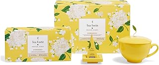 Tea Forte Gift Set with Cafe Cup, Tea Tray, Petite Presentation Box with 10 Handcrafted Pyramid Infuser Tea Bags, Hydrangea