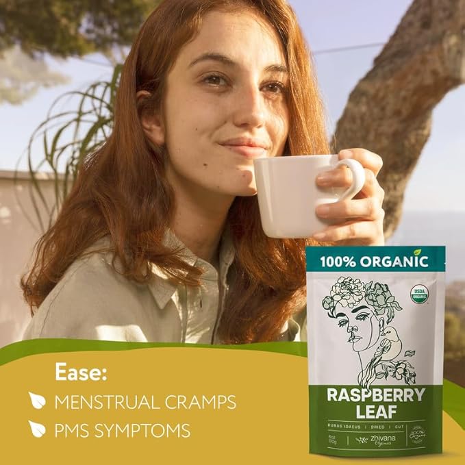 Organic Red Raspberry Leaf Tea – Wild Raspberry Tea for Healthy Cycle – 6oz
