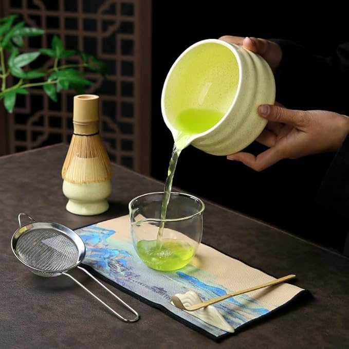 7 matcha whisk set 1 Matcha Whisk ，Matcha Bowl with Pouring Spout Scoop Matcha Whisk Holder Tea Making Kit. 1 matcha whisk set (7pcs)
