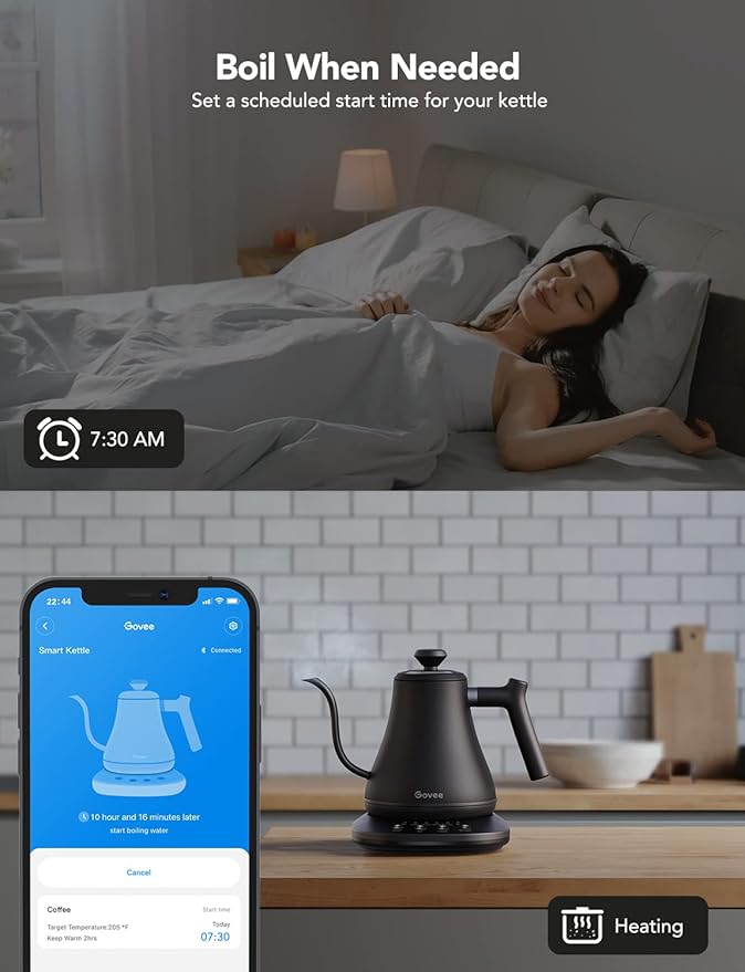 Govee Smart Electric Kettle, WiFi Variable Temperature Gooseneck Pour Over Kettle and Tea Kettle, Alexa Control, 1200W Quick Heating