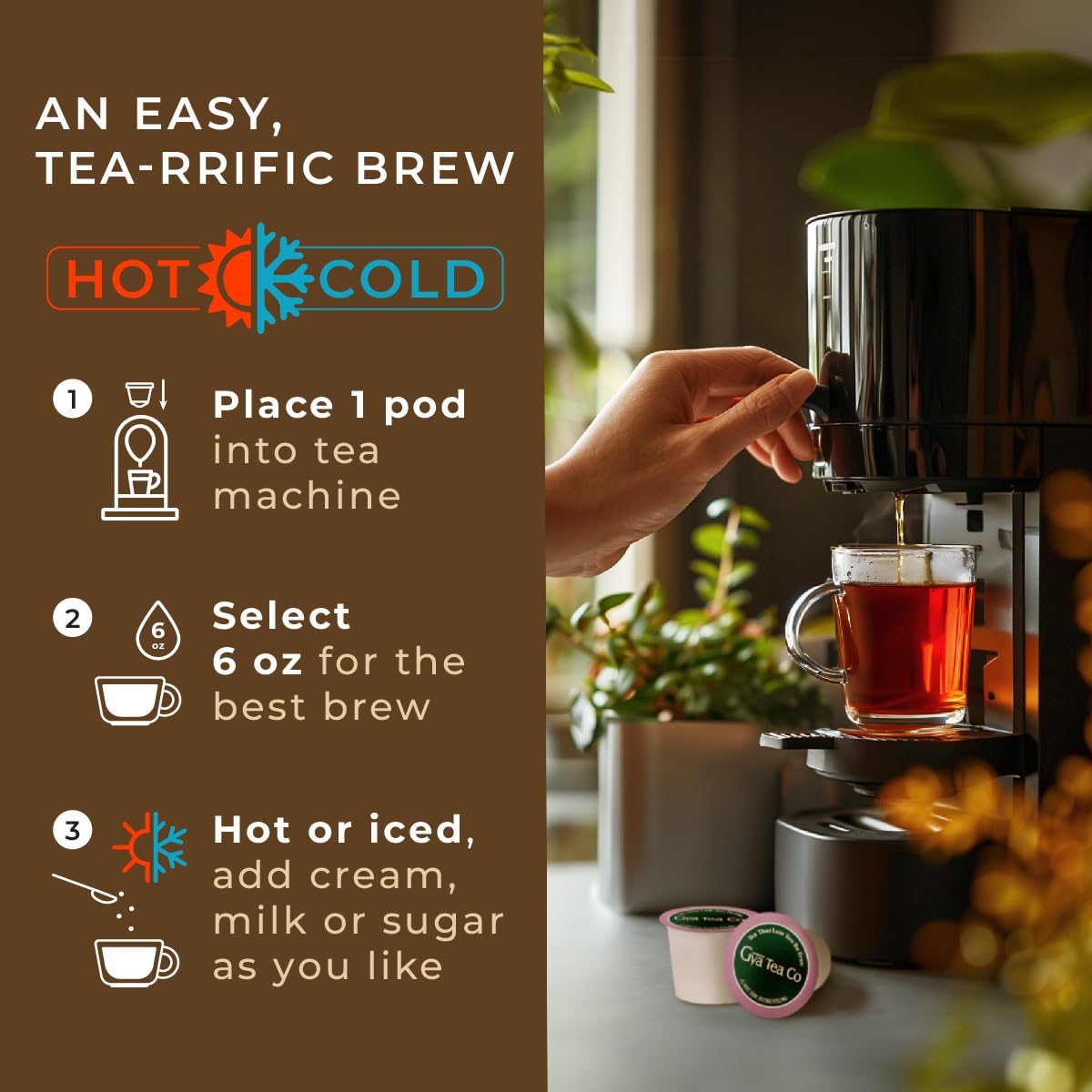 Gya Tea Co English Breakfast Tea Gift Set (16 ct) - High Caffeine Wellness Tea Pod Rich in Vitamin D, D3 for Refresh & Energy