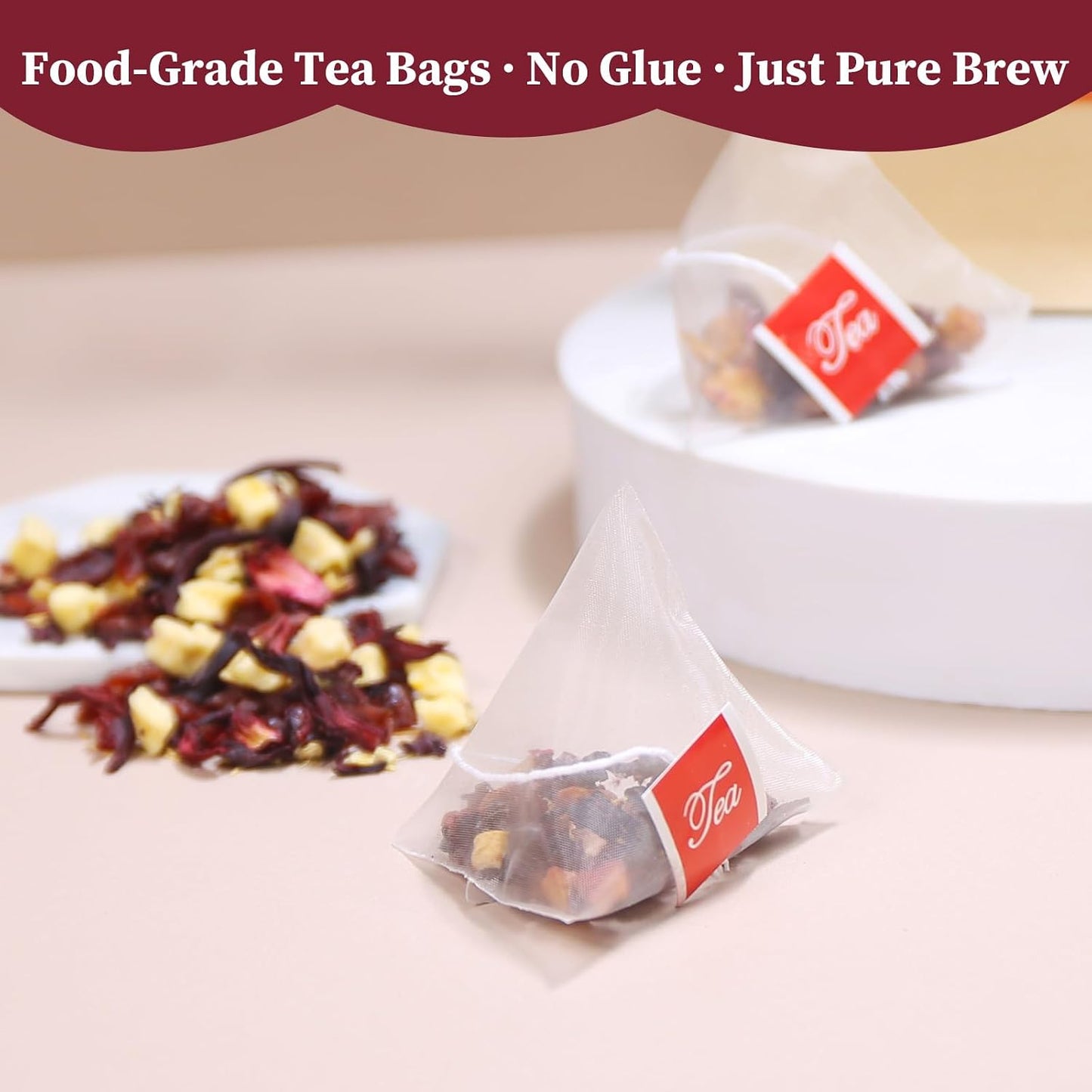 FullChea Cranberry Apple Tea Bags, 45 Counts, Fruit Herbal Blend, Non-GMO