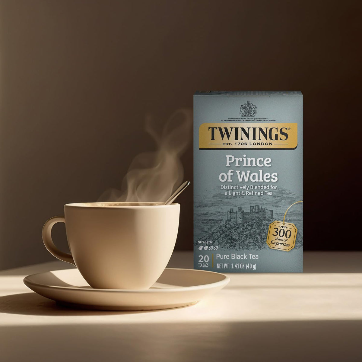 Twinings Prince of Wales Tea – A Light & Velvety Smooth Caffeinated Black Tea, Individually Wrapped Tea Bags, 20 Count (Pack