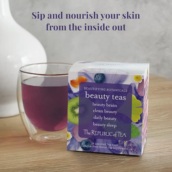 The Republic of Tea – Beautifying Botanicals Tea Assortment Gift (24 Individually Wrapped Herbal Tea Bags)