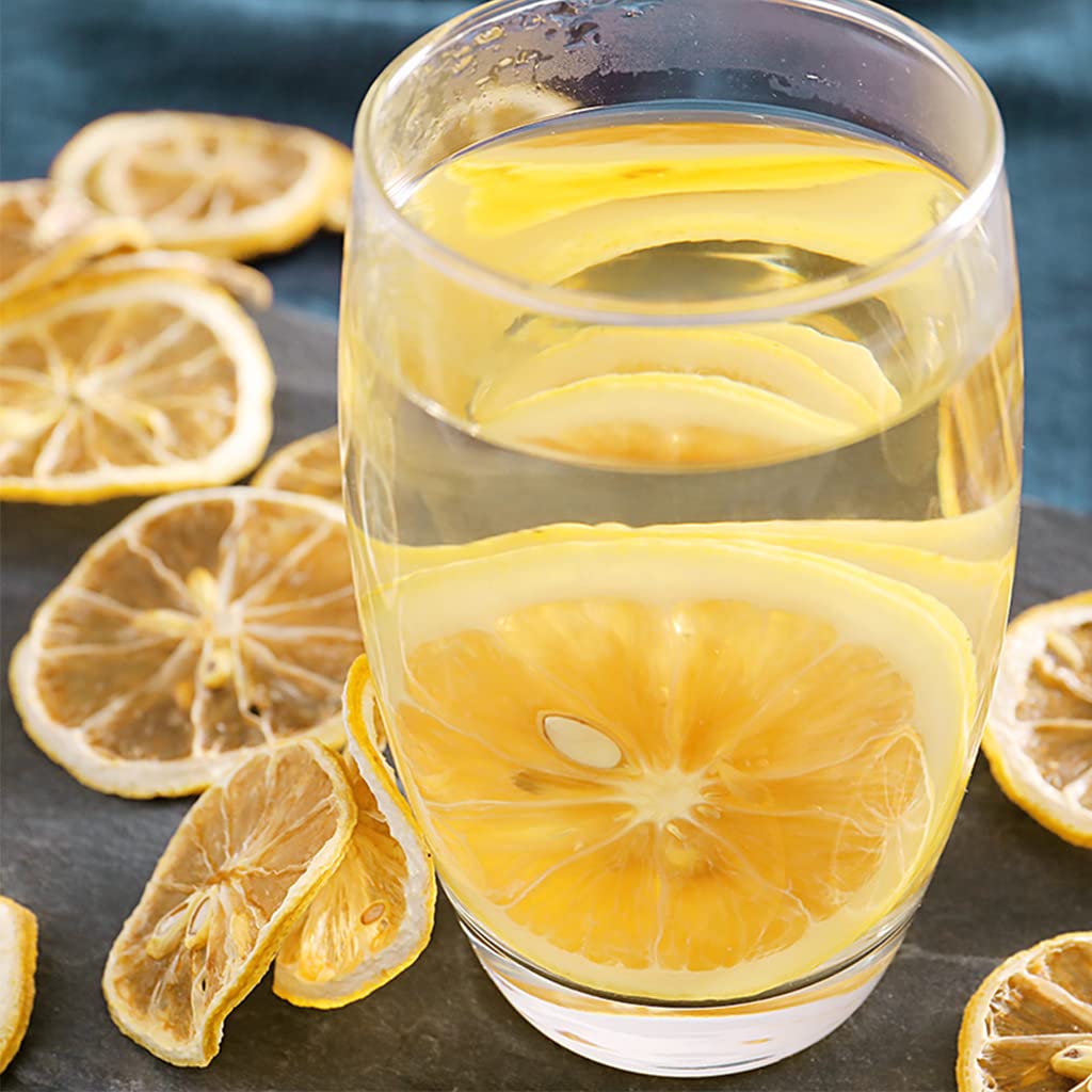 SXET Dried Lemon Slices, 100g/3.52oz Sun-dried Dehydrated Lemon Slice, No Additive, Dehydrated Lemons for Cocktails