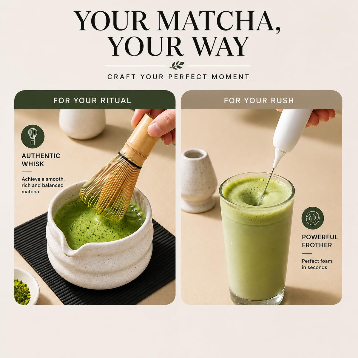 BARISTA EMPEROR® MATCHA WHISK SET PREMIUM 11pcs - Professional Matcha Kit Set with Matcha Bowl, Matcha Whisk, Milk Frother