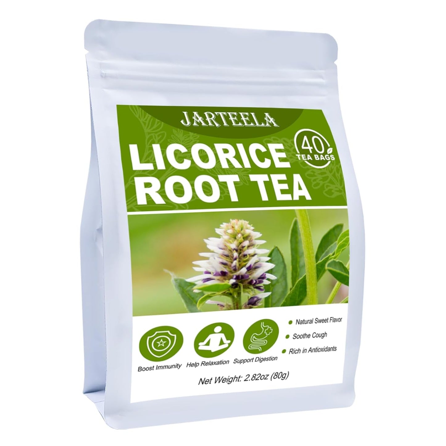 Jarteela - Licorice Tea Bag, 40 Ct, licorice Root Herb Teabags | Pure licorice root, Non-GMO. Naturally sweet and smooth, supports gentle digestion and promotes a healthy-looking skin glow.