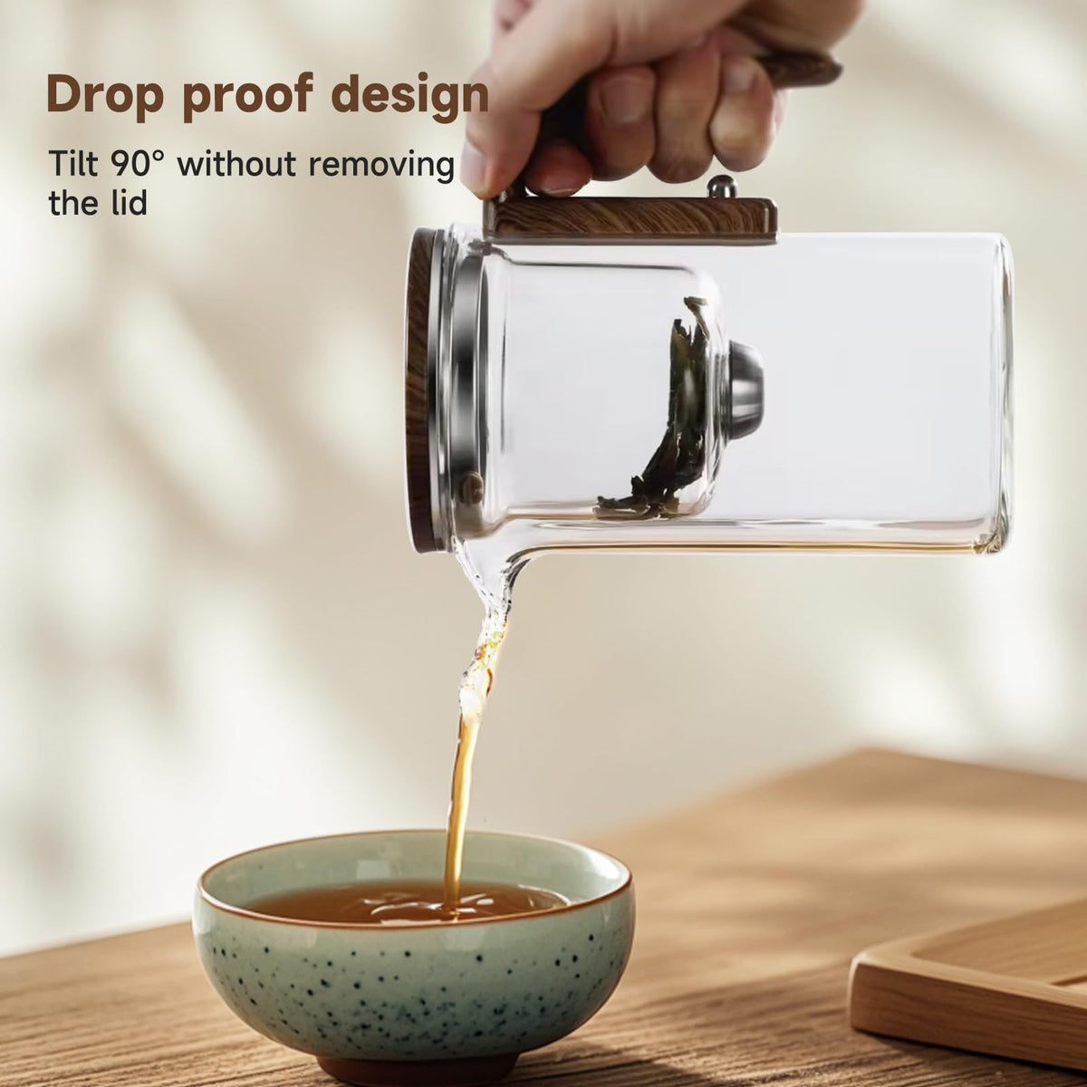 GrowCube Enchanti Tea Pot, Magic Glass Teapot with Strainer,Magnetic Water Separation with Infuser -800ML/27.01oz