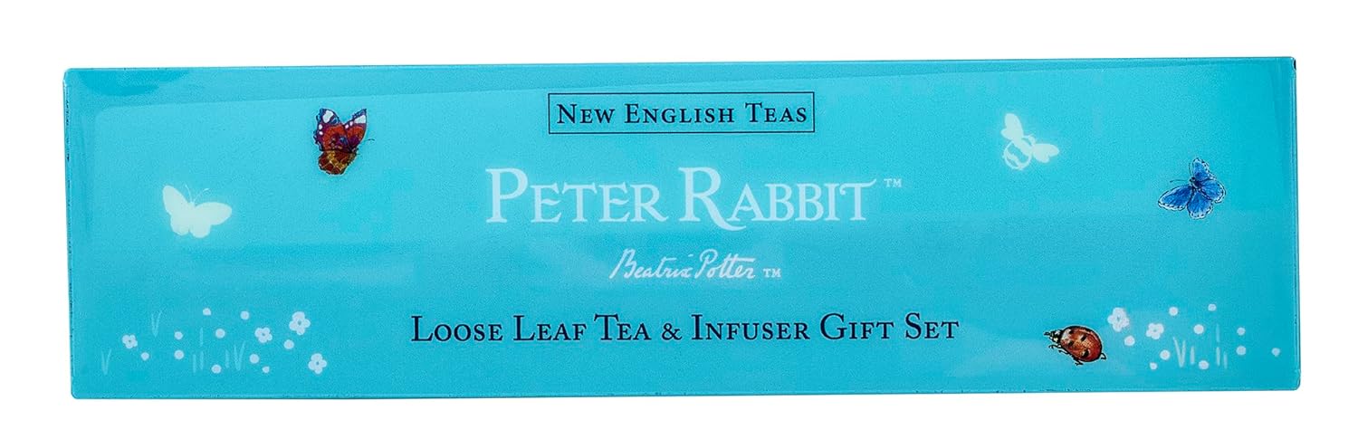 New English Teas Loose Leaf Tea & Infuser Gift Set – 3 Peter Rabbit Tins with Breakfast, Earl Grey & Afternoon Blends with Loose Tea Infuser