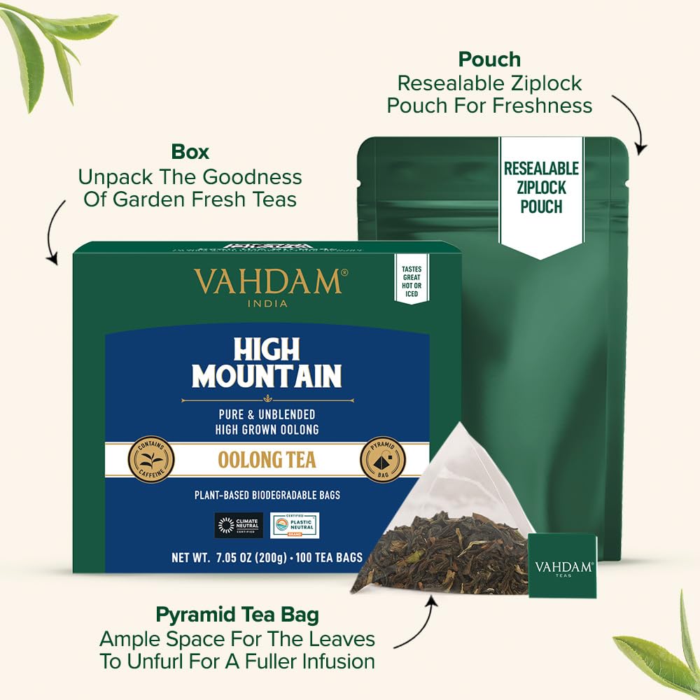 VAHDAM High Mountain Oolong Teabags(100 Count)High Grown