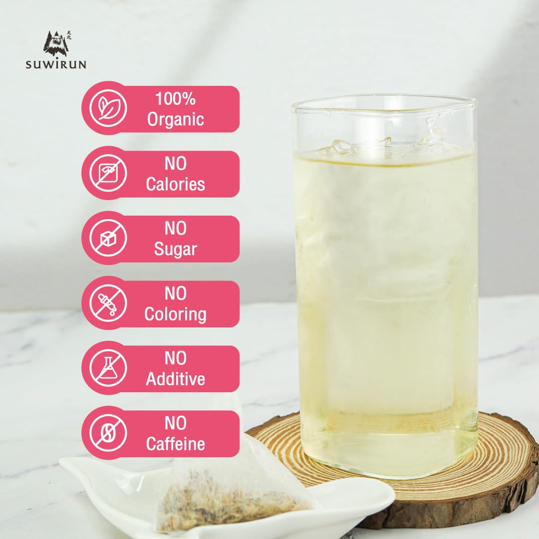 Suwirun Organic Lemongrass Tea 25 Bags – Product of Thailand – Citrusy &amp; Refreshing Herbal Tea, Caffeine-Free, No Calories, Soothes Throat &amp; Aids Digestion, Enjoy Hot or Cold