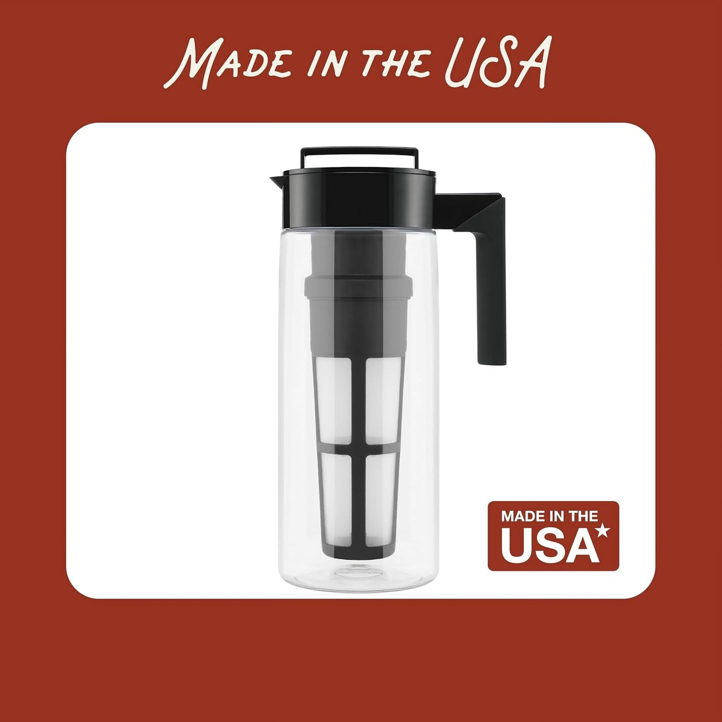 Takeya Flash Chill Iced Tea Maker - Versatile Tea Brewer for Loose/Bagged Tea - Patented Flash Chill Tech Hot/Cold Use BPA-Free Tritan Dishwasher Safe - Airtight Lid Made in USA - 1 Quart/Avocado