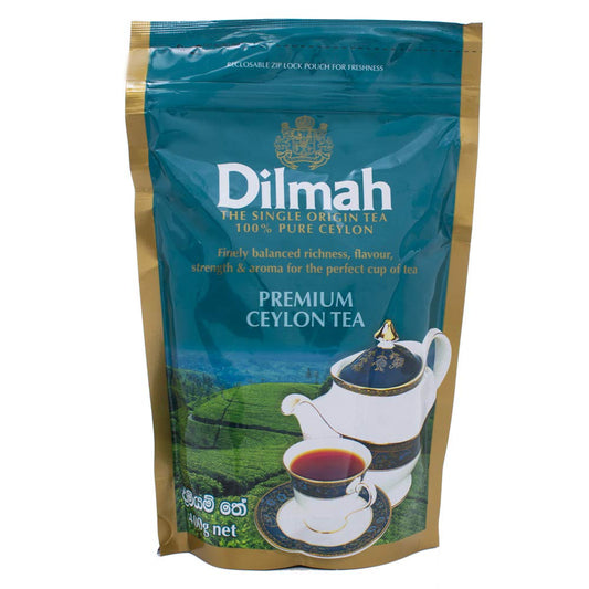 Dilmah Premium Ceylon Black Tea – 100% Pure Single Origin Loose Tea with Finely Balanced Richness & Aroma – Freshness Sealed in Resealable Zip Lock Pouch, 400g (14.1 oz)